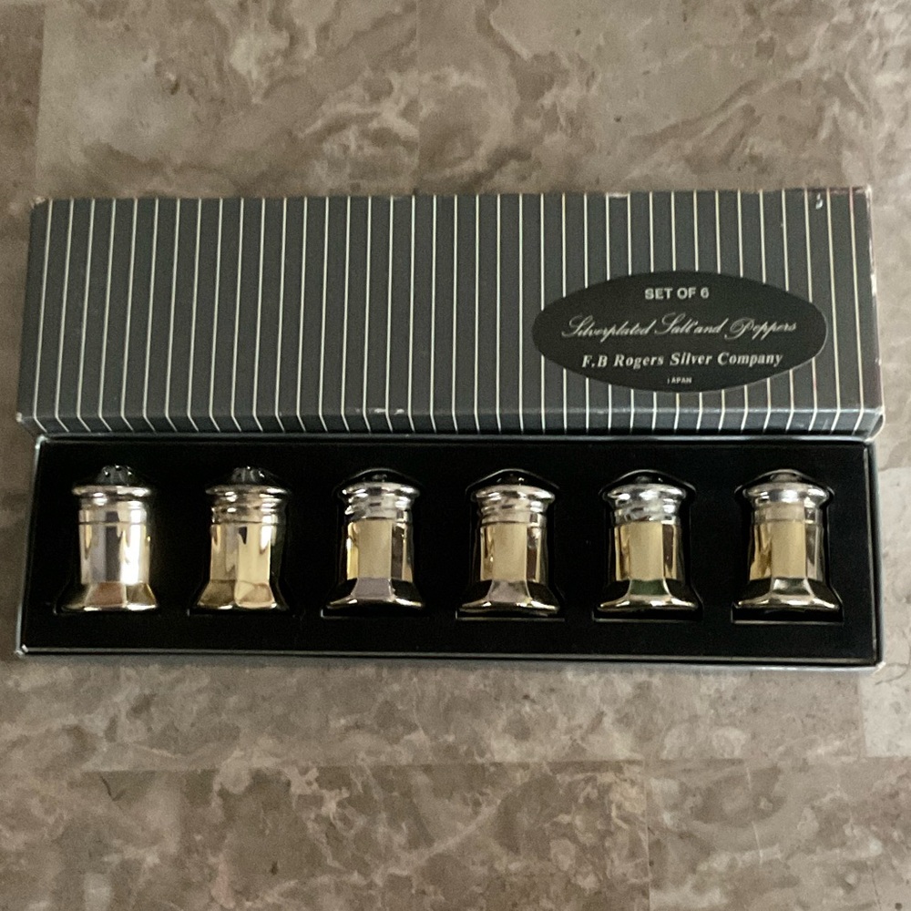 F.B. ROGERS Silver-Plated Salt and Pepper Shakers Set of 6